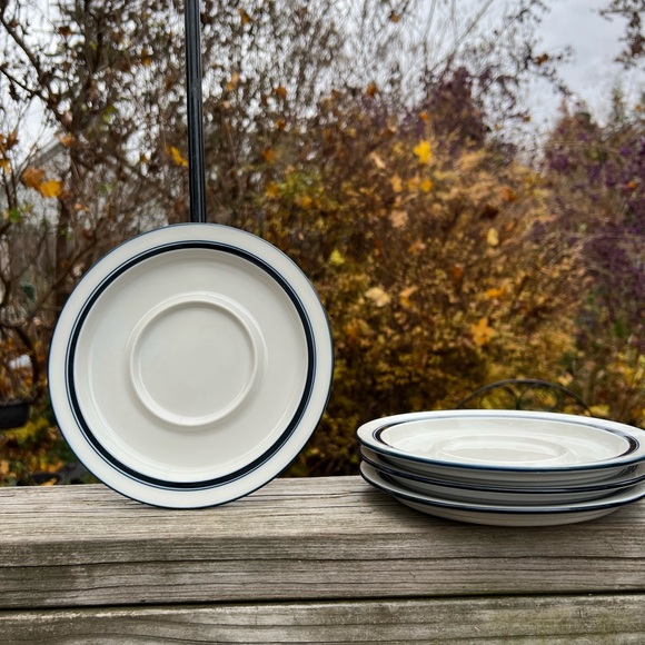 Dansk Bistro Saucer 7 1/8” Across Blue Trim Preowned 4 saucers in set Japan - Picture 6 of 8